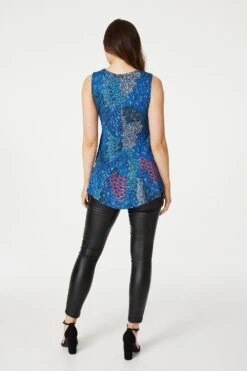 Izabel London – Peacock Print Sleeveless Top -Mod Vanta Sales Store T167727263 ALT3