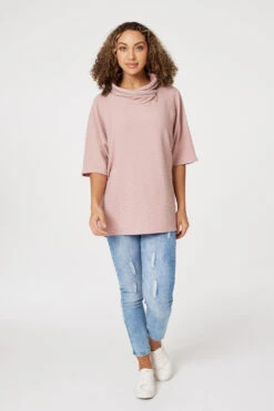 Izabel London – Zip Embellished Cowl Neck Top