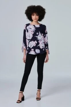 Izabel London – Floral Tie Sleeve Blouse Top