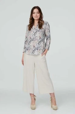 Izabel London β Paisley Collarless Blouse